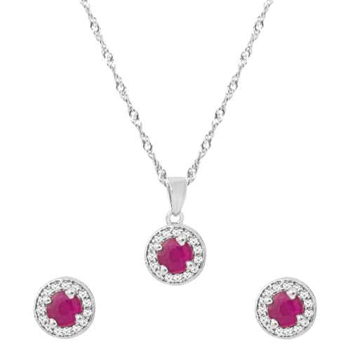 I Jewels Versilberte Halskette mit Zirkonia-Diamant-Anhänger-Halskette mit Ohrringen für Frauen (CH61ZQ), freie Größe, kein Edelstein von I Jewels