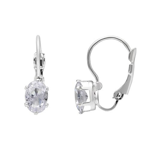 I Jewels Versilberte kleine schicke ovale Hebel-Ohrringe für Frauen, freie Größe, kein Edelstein I Jewels Versilberte kleine schicke ovale Hebel-Ohrringe für Frauen, freie Größe, kein Edelstein von I Jewels