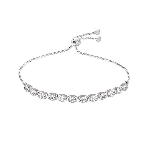 I Jewels Versilbertes Zirkonia-Armband, verstellbar, Schmuck mit Zugkette für Frauen (ADB164-69), Free Size, Kristall Cubic Zirkonia, Zirkonia von I Jewels