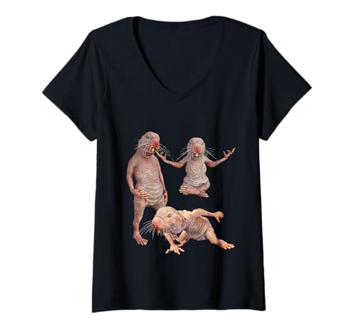 Damen Genau wie nackte Maulwürfe Lustige nackte Maulwurfsratte witzig T-Shirt mit V-Ausschnitt von I Just Really Like Naked Moles Ok?