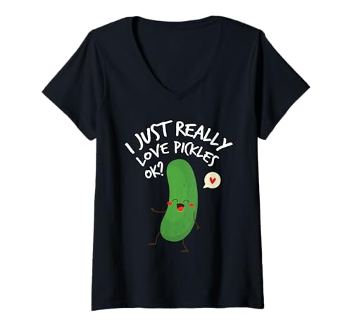 Damen I Just Really Loves Pickles Ok Vegetables Pickles Gurke T-Shirt mit V-Ausschnitt Damen I Just Really Loves Pickles Ok Vegetables Pickles Gurke T-Shirt mit V-Ausschnitt von I Just Really Loves Pickles Ok