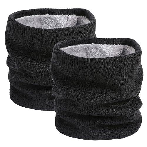 I Kua Fly Loop Schal Damen Herren Thermal Fleece Schlauchschal Winter Neckwarmer Herren Halstuch Winddicht Sportschal Halswärmer für Fahrrad Motorrad Skifahren (2pcs Schwarz) von I Kua Fly