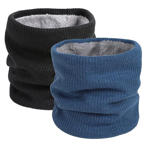 I Kua Fly Loop Schal Damen Herren Thermal Fleece Schlauchschal Winter Neckwarmer Herren Halstuch Winddicht Sportschal Halswärmer für Fahrrad Motorrad Skifahren (Schwarz+Blau) von I Kua Fly