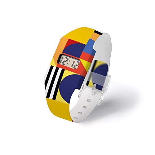 I like paper - Bauhaus FARBENSPIEL - Pappwatch/Watch/Digitale Armbanduhr ausTyvek® - reissfest - wasserabweisend - Digitale Anzeige für Uhrzeit und Datum von I like paper