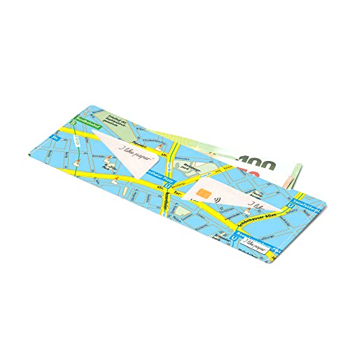 I like paper – Lost IN Berlin - Fresh Blue – Pappwallet/Portemonnaie/Geldbörse aus Tyvek® - ohne Reißverschluss - mit Geldscheinfach und 2 Kreditkartenfächern - reissfest - Made in Germany von I like paper