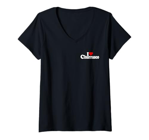 Damen ICH LIEBE GEGRILLTES RINDFLEISCH MIT HERZFÖRMIGEM CHURRASCO, SÜDAMERIKANISCHEM BARBECUE T-Shirt mit V-Ausschnitt Damen ICH LIEBE GEGRILLTES RINDFLEISCH MIT HERZFÖRMIGEM CHURRASCO, SÜDAMERIKANISCHEM BARBECUE T-Shirt mit V-Ausschnitt von I LOVE CHURRASCO HEART APPAREL