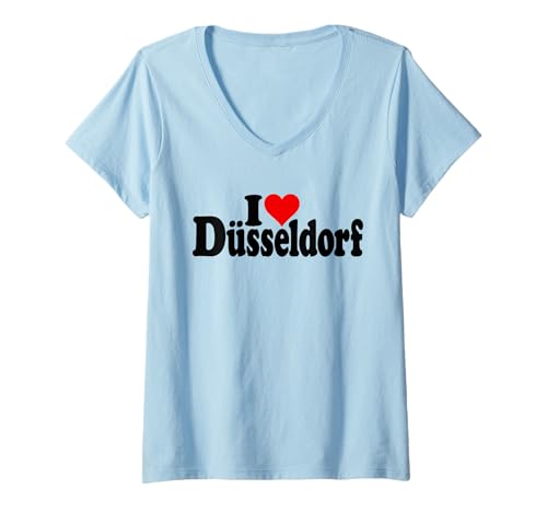 Damen ICH LIEBE HERZ, DÜSSELDORF, DEUTSCHLAND T-Shirt mit V-Ausschnitt Damen ICH LIEBE HERZ, DÜSSELDORF, DEUTSCHLAND T-Shirt mit V-Ausschnitt von I LOVE DUSSELDORF HEART GERMANY APPAREL