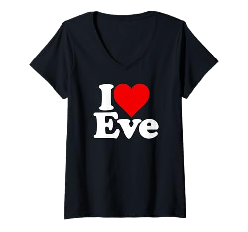 Damen ICH Liebe EIN Herz, SOGAR EINEN Namen AUF EINEM Baum T-Shirt mit V-Ausschnitt Damen ICH Liebe EIN Herz, SOGAR EINEN Namen AUF EINEM Baum T-Shirt mit V-Ausschnitt von I LOVE EVE HEART NAME TEES