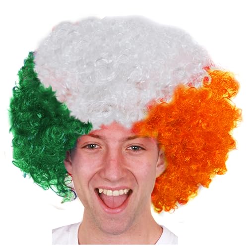 Afro-Perücke mit irischer Flagge, Irland-Fans, Rugby-Fans oder Sportveranstaltungen und Kostümpartys für Männer oder Frauen, 24 Stück von I LOVE FANCY DRESS
