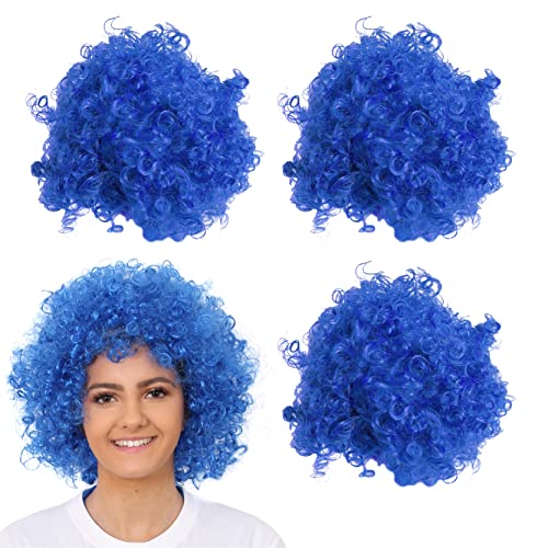 Blaue Afro-Perücke, Kostümzubehör, flippiges großes lockiges Haar, 70er Jahre Disco-Clown, perfekt für Kostümveranstaltungen, 2 Stück von I LOVE FANCY DRESS