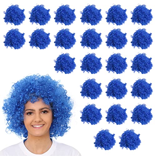 Blaue Afro-Perücke – Kostümzubehör – flippiges großes lockiges Haar der 70er Jahre Disco Clown Herren Damen – perfekt für Kostümveranstaltungen – 24 Stück von I LOVE FANCY DRESS