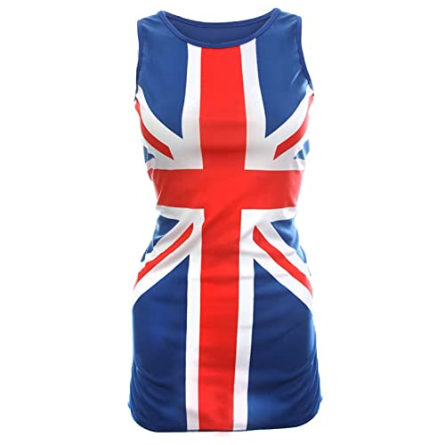 Damen Union Jack Kleid - Rot, Weiß und Blau Union Jack Flagge Klassisches Kleid - 90er Jahre Musik-Ikonen, Brit Pop, VE Day, Jubiläum Verkleidung, blau, X-Small von I LOVE FANCY DRESS