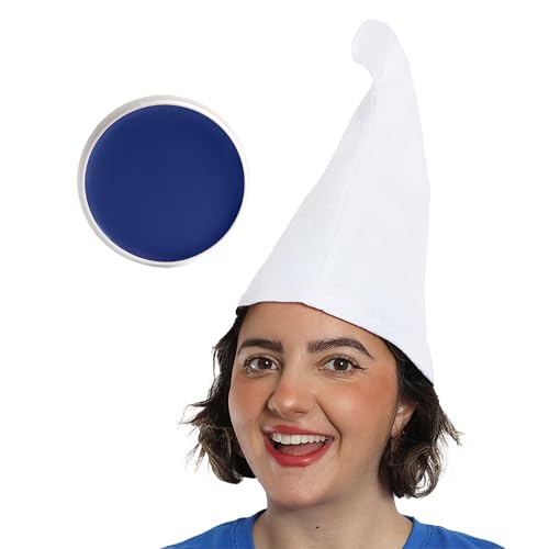 Erwachsene Wichtel Zubehör Set - 2 Stück - Weißer Zwergenhut und blaue Gesichtsfarbe - Erwachsene Welttag Buchwoche Verkleidung Kostüm Zubehör Set von I LOVE FANCY DRESS