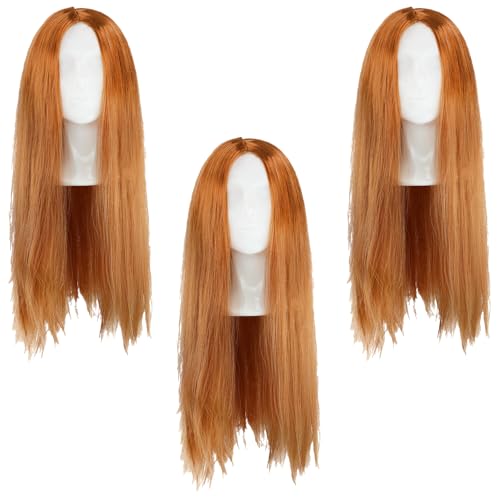 Lange gerade Ingwer Perücke 3 Stück Cosplay Verkleidung Kostüm Perücke für Frauen Männer Perfekt für Halloween, Mottopartys, Rollenspiele, Festivals und Events von I LOVE FANCY DRESS