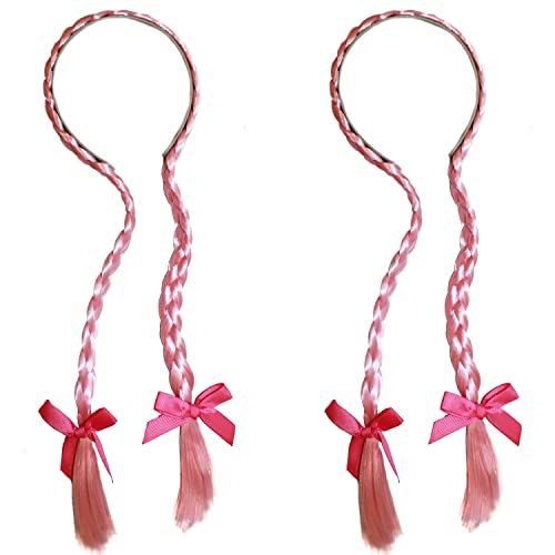 Oktoberfest Haarzöpfe 3 Stück Rosa Haarzöpfe mit rosa Schleifen auf einem Stirnband Damen Bayerisch Deutsch Fasching Zubehör von I LOVE FANCY DRESS