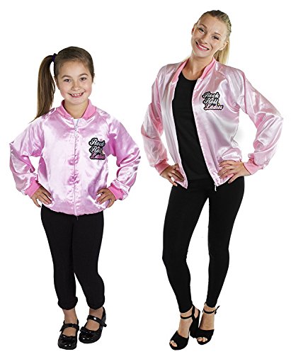 ROSA ROCK & ROLL-JACKE IN GLÄNZENDEM HELLROSA = FÜR MUTTER UND TOCHTER COUNTY MUSIC-KOSTÜMVERKLEIDUNG ODER FÜR TANZTURNIER = VON ILOVE FANCY DRESS® = DAMEN GROß & KINDER GROß von I LOVE FANCY DRESS