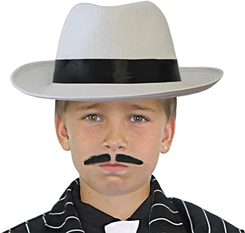 WEISSER Kinder Gangster Hut MIT EINEM SCHWARZEM Band== DER Hut HAT DEN Durchmesser VON 56cm= VON ILOVEFANCYDRESS® von I LOVE FANCY DRESS