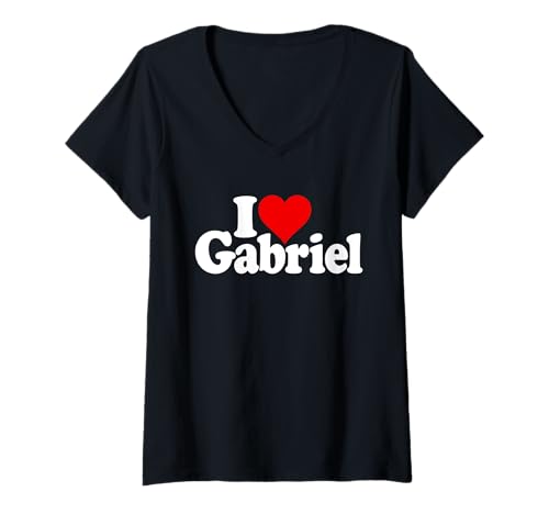 Damen ICH LIEBE DEN NAMEN GABRIEL GABE IN HERZFORM AUF EINEM T-SHIRT T-Shirt mit V-Ausschnitt Damen ICH LIEBE DEN NAMEN GABRIEL GABE IN HERZFORM AUF EINEM T-SHIRT T-Shirt mit V-Ausschnitt von I LOVE GABRIEL HEART NAME APPAREL