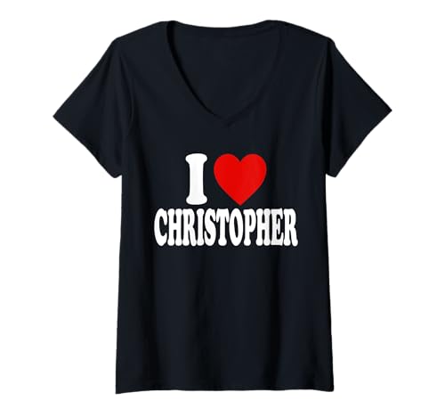 Damen ICH LIEBE CHRISTOPHER T-Shirt mit V-Ausschnitt Damen ICH LIEBE CHRISTOPHER T-Shirt mit V-Ausschnitt von I LOVE HEART CHRISTOPHER TEES