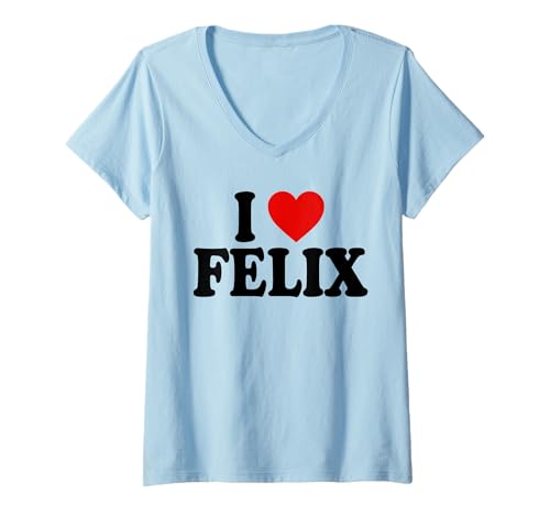Damen ICH LIEBE FELIX T-Shirt mit V-Ausschnitt Damen ICH LIEBE FELIX T-Shirt mit V-Ausschnitt von I LOVE HEART FELIX TEES