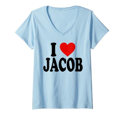 Damen ICH Liebe Jacob T-Shirt mit V-Ausschnitt von I LOVE HEART JACOB TEES