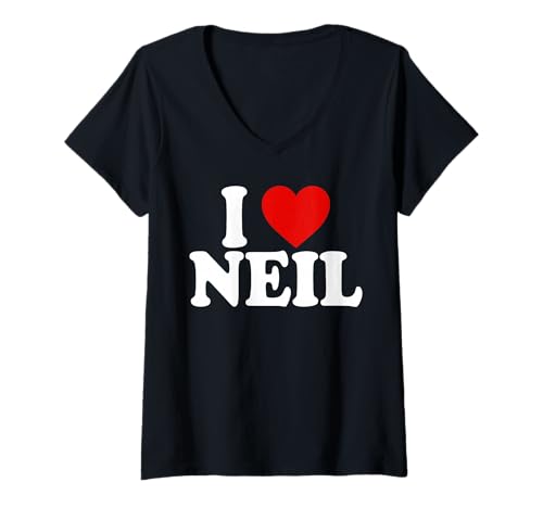 Damen ICH Liebe Neil T-Shirt mit V-Ausschnitt von I LOVE HEART NEIL TEES