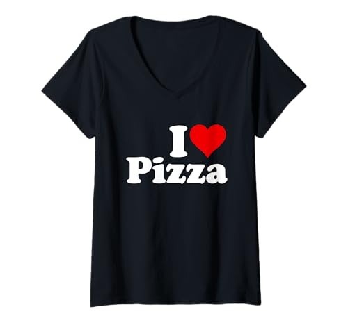 Damen Ich liebe Pizza Ich liebe Pizza T-Shirt mit V-Ausschnitt Damen Ich liebe Pizza Ich liebe Pizza T-Shirt mit V-Ausschnitt von I LOVE HEART TEES