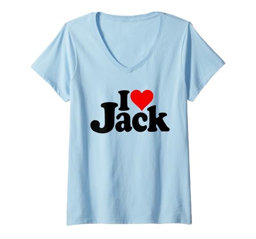 Damen I Love Heart Jack Name auf einem T-Shirt T-Shirt mit V-Ausschnitt Damen I Love Heart Jack Name auf einem T-Shirt T-Shirt mit V-Ausschnitt von I LOVE JACK HEART NAME APPAREL