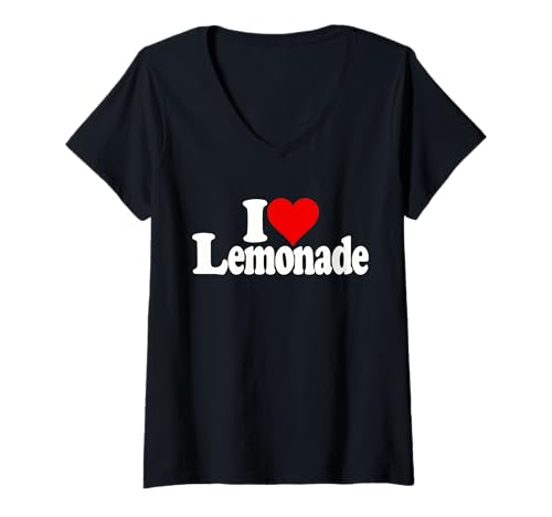 Damen ICH Liebe HERZLIMONADE T-Shirt mit V-Ausschnitt Damen ICH Liebe HERZLIMONADE T-Shirt mit V-Ausschnitt von I LOVE LEMONADE STANDS TEES