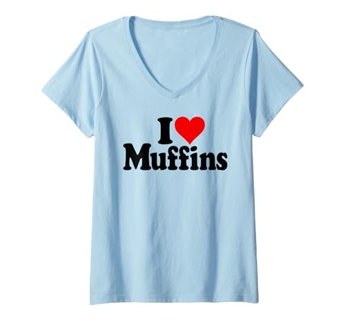 Damen ICH Liebe HERZMUFFINS T-Shirt mit V-Ausschnitt Damen ICH Liebe HERZMUFFINS T-Shirt mit V-Ausschnitt von I LOVE MUFFINS HEART APPAREL