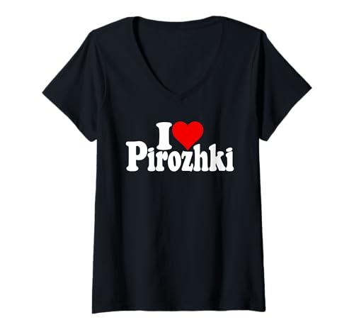 Damen ICH LIEBE HERZ PIROZHKI PIROSHKI T-Shirt mit V-Ausschnitt Damen ICH LIEBE HERZ PIROZHKI PIROSHKI T-Shirt mit V-Ausschnitt von I LOVE PIROZHKI HEART EASTERN EUROPEAN DELECTABLES