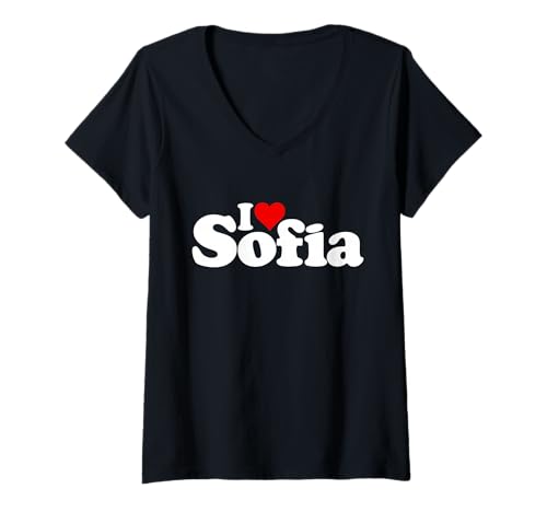 Damen I Love Heart Sofia Name auf einem T-Shirt T-Shirt mit V-Ausschnitt Damen I Love Heart Sofia Name auf einem T-Shirt T-Shirt mit V-Ausschnitt von I LOVE SOFIA HEART NAME TEES