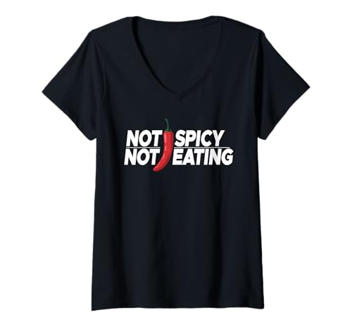 Damen Nicht WÜRZIG, Keine Heisse Chili-Pfeffer T-Shirt mit V-Ausschnitt Damen Nicht WÜRZIG, Keine Heisse Chili-Pfeffer T-Shirt mit V-Ausschnitt von I LOVE SPICY PICANTE TEES