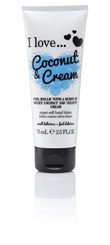 I Love Coconut & Cream Hand Lotion, Helps to Soothe Skin & Relieves Dry Hands, Made With 87% Naturally Derived Ingredients For Soft & Scented Hands, Travel-Size Providing On-The-Go Moisture, Vegan-Friendly - 75ml von I LOVE