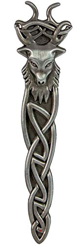 Herren Kilt Pin Highland Stag Hirsch auf Keltisches Design in Antikem Silber 4in von I LUV LTD