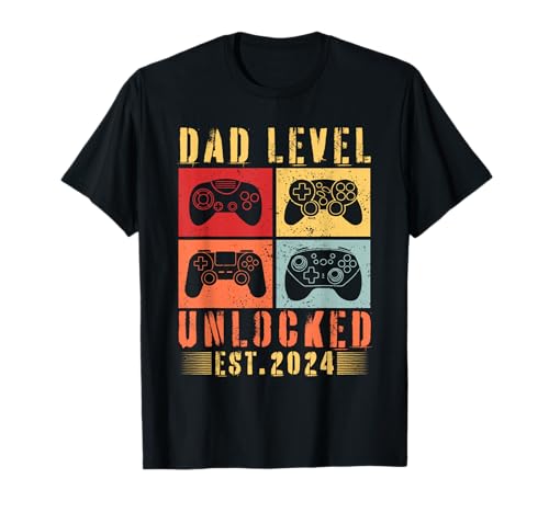 Herren Ich bin bis Papa aufgestiegen 2024 Zum Papa-Level befördert freigeschaltet T-Shirt von I Leveled Up To Dad 2024 Gifts Father's Day Design