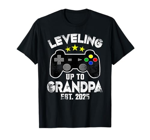 Herren klettert auf Opa est. 2025 Erstes Mal Opa T-Shirt von I Leveled Up To Grandpa Level Unlocked Video Gamer
