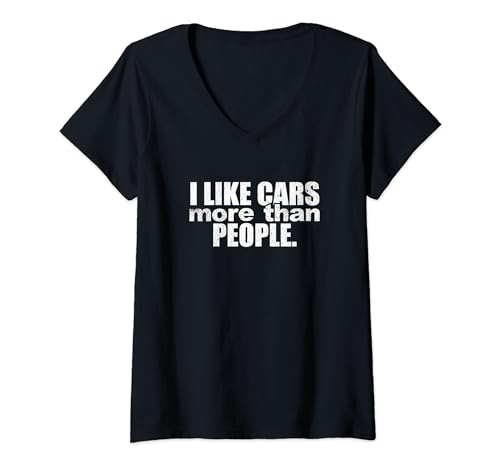 Damen Car Guy Lustiger Autoliebhaber Ich mag Autos mehr als Menschen T-Shirt mit V-Ausschnitt Damen Car Guy Lustiger Autoliebhaber Ich mag Autos mehr als Menschen T-Shirt mit V-Ausschnitt von I Like Cars More Than People Car Lover Gift