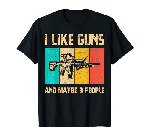 Herren I Like Guns And Maybe 3 People Vintage Gun Lover Waffe T-Shirt von I Like Guns And Maybe 3 People Gun Lover Weapon