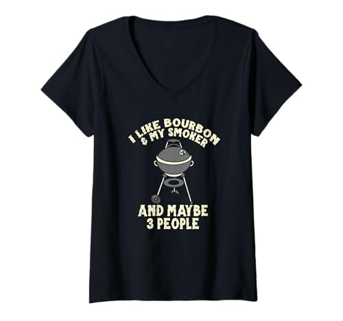 Damen Ich mag Meinen Bourbon und Meinen Smoker Lustiges Barbecue-Barbecue-Trinken T-Shirt mit V-Ausschnitt Damen Ich mag Meinen Bourbon und Meinen Smoker Lustiges Barbecue-Barbecue-Trinken T-Shirt mit V-Ausschnitt von I Like My Bourbon And My Smoker BBQ Drinking Gifts