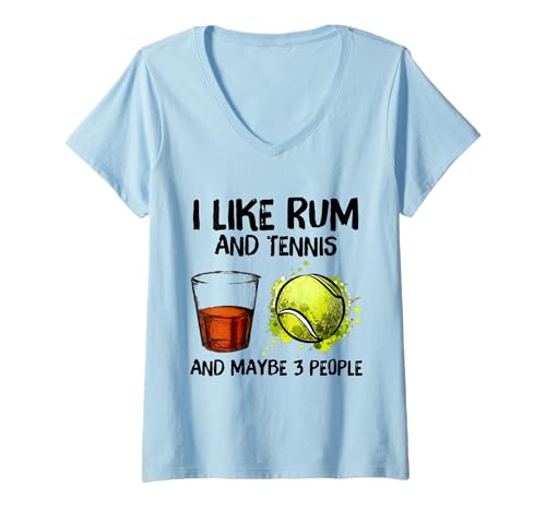 Damen Ich mag Rum und Tennis und vielleicht 3 Leute T-Shirt mit V-Ausschnitt Damen Ich mag Rum und Tennis und vielleicht 3 Leute T-Shirt mit V-Ausschnitt von I Like Rum And Tennis and Maybe 3 People