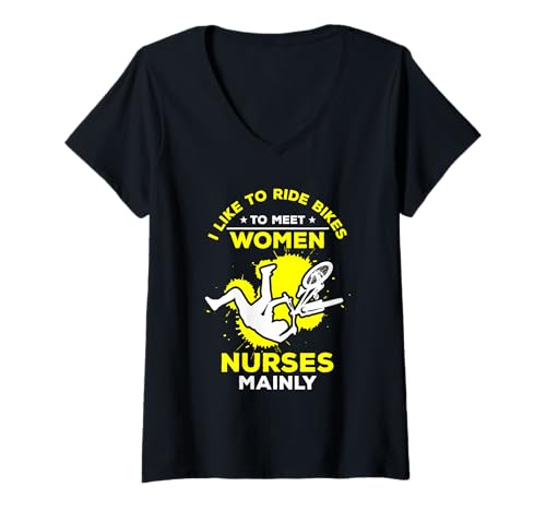 Damen I Like to Ride Bikes Mountainbike Downhill MTB Biker Bike T-Shirt mit V-Ausschnitt Damen I Like to Ride Bikes Mountainbike Downhill MTB Biker Bike T-Shirt mit V-Ausschnitt von I Like To Ride Bikes