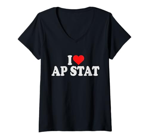 Damen Ich Liebe AP Stat Red Heart In Heart AP T-Shirt mit V-Ausschnitt Damen Ich Liebe AP Stat Red Heart In Heart AP T-Shirt mit V-Ausschnitt von I Love AP Stat Red Heart I Heart AP Graphics