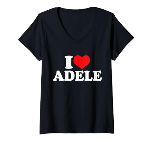 Damen Ich liebe Adele, ich liebe Adele T-Shirt mit V-Ausschnitt von I Love Adele Man Woman Kids Girls