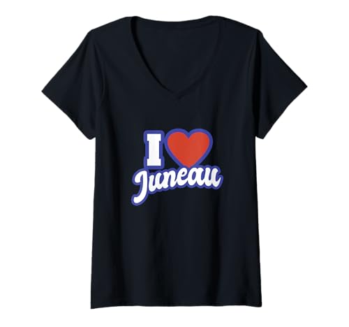 Damen I Love Juneau Alaska T-Shirt mit V-Ausschnitt von I Love American States