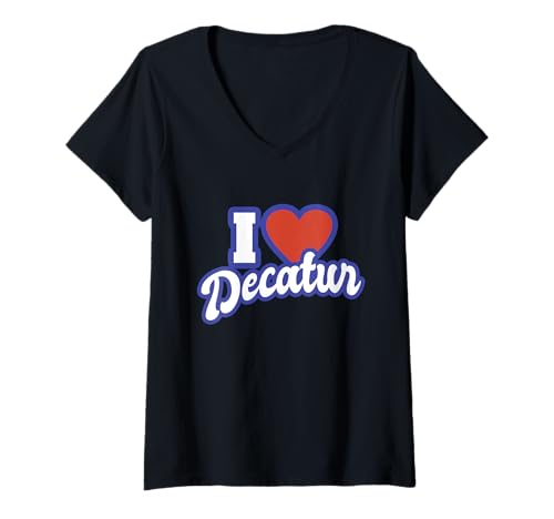 Damen Ich liebe Decatur Alabama T-Shirt mit V-Ausschnitt von I Love American States