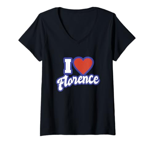 Damen Ich liebe Florence Alabama T-Shirt mit V-Ausschnitt von I Love American States