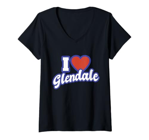 Damen Ich liebe Glendale Arizona T-Shirt mit V-Ausschnitt von I Love American States