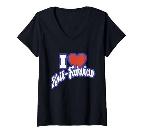 Damen Ich liebe Knik Fairview Alaska T-Shirt mit V-Ausschnitt von I Love American States