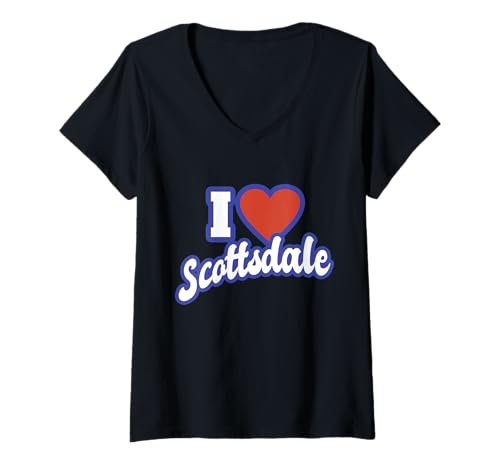 Damen Ich liebe Scottsdale Arizona T-Shirt mit V-Ausschnitt von I Love American States